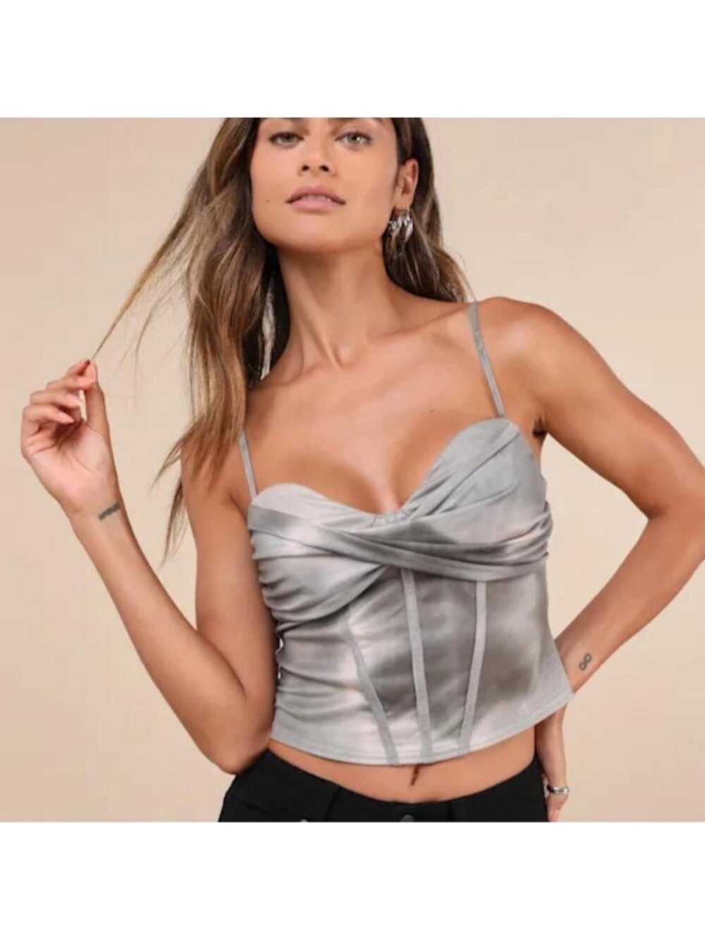 Lulus silver corset top Size M #corset #clubwear #goingout #sexy #cute